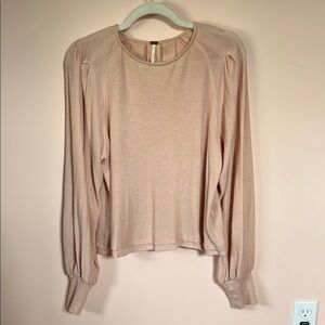 FREE PEOPLE Billie Long Sleeve Ribbed Blouson Sleeve Top XS